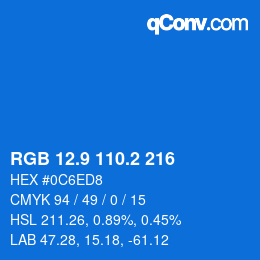 カラーコード: RGB 12.9 110.2 216 | qconv.com