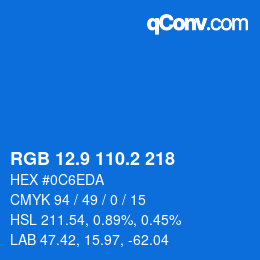 カラーコード: RGB 12.9 110.2 218 | qconv.com