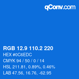 カラーコード: RGB 12.9 110.2 220 | qconv.com