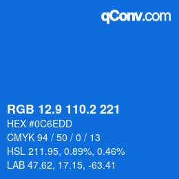 カラーコード: RGB 12.9 110.2 221 | qconv.com