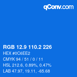 Color code: RGB 12.9 110.2 226 | qconv.com