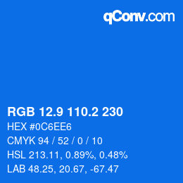カラーコード: RGB 12.9 110.2 230 | qconv.com