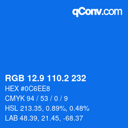 Color code: RGB 12.9 110.2 232 | qconv.com