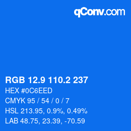 Color code: RGB 12.9 110.2 237 | qconv.com