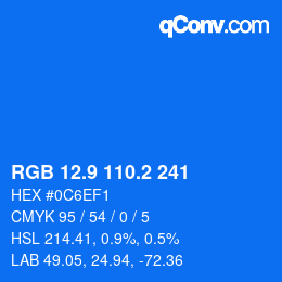 Color code: RGB 12.9 110.2 241 | qconv.com
