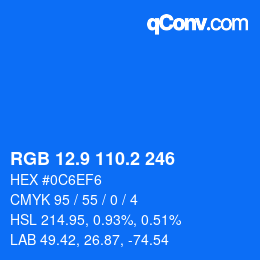 Color code: RGB 12.9 110.2 246 | qconv.com