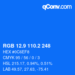 Color code: RGB 12.9 110.2 248 | qconv.com