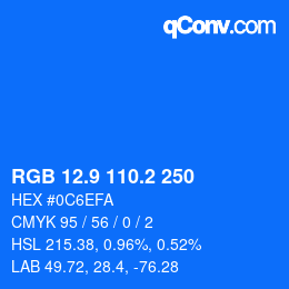 Color code: RGB 12.9 110.2 250 | qconv.com