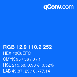 Color code: RGB 12.9 110.2 252 | qconv.com