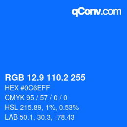 Color code: RGB 12.9 110.2 255 | qconv.com