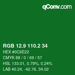 カラーコード: RGB 12.9 110.2 34 | qconv.com