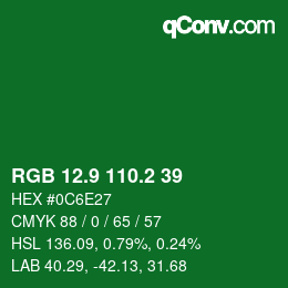 カラーコード: RGB 12.9 110.2 39 | qconv.com