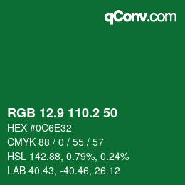 カラーコード: RGB 12.9 110.2 50 | qconv.com