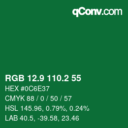 カラーコード: RGB 12.9 110.2 55 | qconv.com