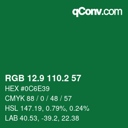 カラーコード: RGB 12.9 110.2 57 | qconv.com