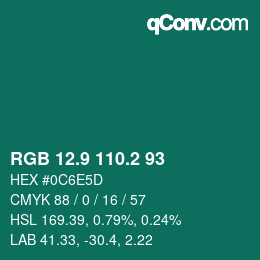 Color code: RGB 12.9 110.2 93 | qconv.com