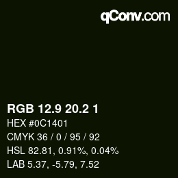 Código de color: RGB 12.9 20.2 1 | qconv.com