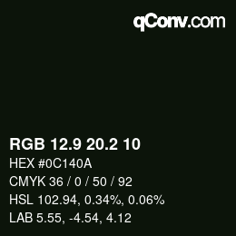 Color code: RGB 12.9 20.2 10 | qconv.com