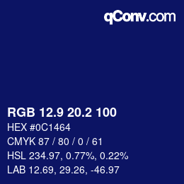 カラーコード: RGB 12.9 20.2 100 | qconv.com