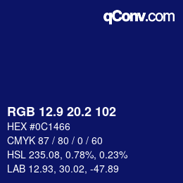 カラーコード: RGB 12.9 20.2 102 | qconv.com