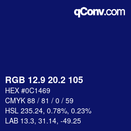 カラーコード: RGB 12.9 20.2 105 | qconv.com