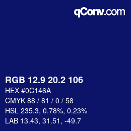 カラーコード: RGB 12.9 20.2 106 | qconv.com