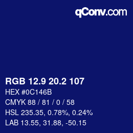 カラーコード: RGB 12.9 20.2 107 | qconv.com