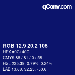 カラーコード: RGB 12.9 20.2 108 | qconv.com