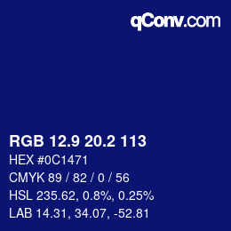 カラーコード: RGB 12.9 20.2 113 | qconv.com