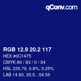 カラーコード: RGB 12.9 20.2 117 | qconv.com