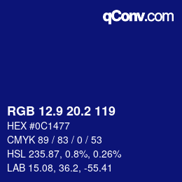 カラーコード: RGB 12.9 20.2 119 | qconv.com