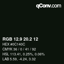 Color code: RGB 12.9 20.2 12 | qconv.com