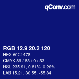 カラーコード: RGB 12.9 20.2 120 | qconv.com