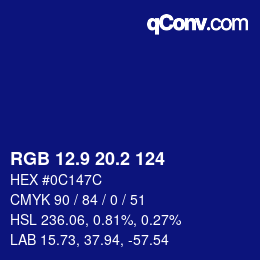 カラーコード: RGB 12.9 20.2 124 | qconv.com