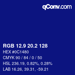 カラーコード: RGB 12.9 20.2 128 | qconv.com