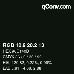Color code: RGB 12.9 20.2 13 | qconv.com