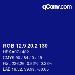 カラーコード: RGB 12.9 20.2 130 | qconv.com
