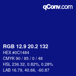 カラーコード: RGB 12.9 20.2 132 | qconv.com