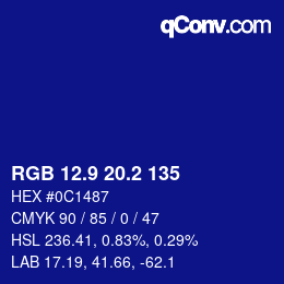カラーコード: RGB 12.9 20.2 135 | qconv.com