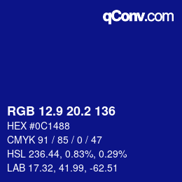 カラーコード: RGB 12.9 20.2 136 | qconv.com