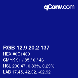カラーコード: RGB 12.9 20.2 137 | qconv.com