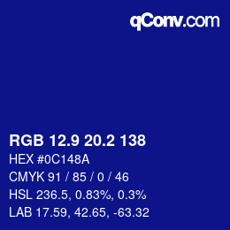 カラーコード: RGB 12.9 20.2 138 | qconv.com