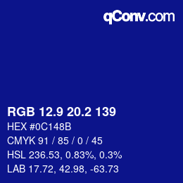 カラーコード: RGB 12.9 20.2 139 | qconv.com
