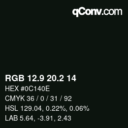 Color code: RGB 12.9 20.2 14 | qconv.com