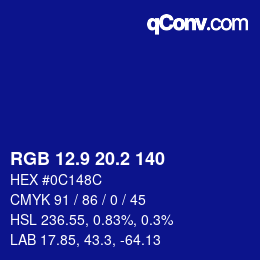 カラーコード: RGB 12.9 20.2 140 | qconv.com