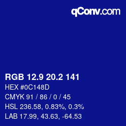 カラーコード: RGB 12.9 20.2 141 | qconv.com