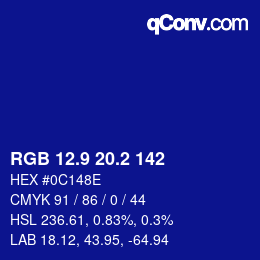 カラーコード: RGB 12.9 20.2 142 | qconv.com