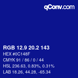 カラーコード: RGB 12.9 20.2 143 | qconv.com