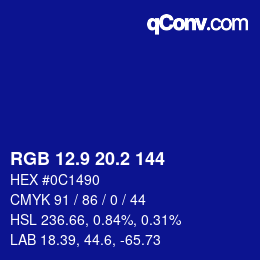カラーコード: RGB 12.9 20.2 144 | qconv.com