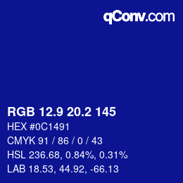 カラーコード: RGB 12.9 20.2 145 | qconv.com